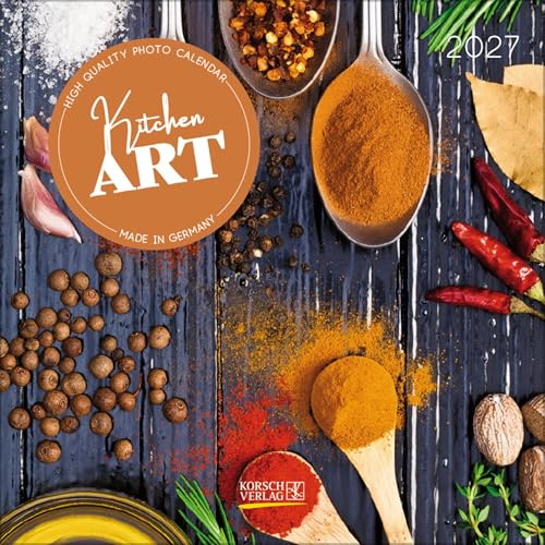 Kitchen Art 2027: Hochwertiger unverpackter Broschürenkalender mit Ferienterminen. Nachhaltiger Küchenkalender im Format 30 x 30 cm