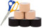 SL StarTape - Kinesiologietape, elastisches Sporttape aus Baumwolle, selbstklebendes Physiotape, wasserabweisend, hautfreundliches Taping, 5 x 550 cm, beige/schwarz, 6er Set + Schere