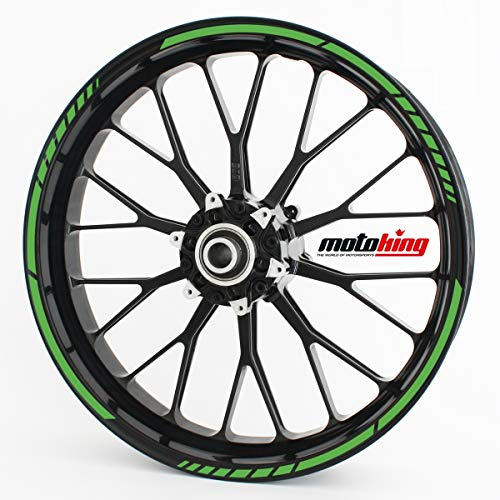 Felgenrandaufkleber im GP Design - Vorgekrümmt für 20 bis 24 - Felgenaufkleber - Für Motorrad, Auto & mehr - Farbe: Kawa Grün Matt