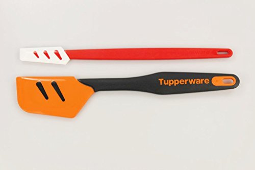 TUPPERWARE Spatule silicone orange-noir + Spatule silicone fine blanc- rouge