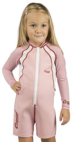 Cressi Shorty Kid - Muta Shorty per Bambini in Neoprene Ultra Stretch 1.5/2mm, Maniche Lunghe, M (3 Anni), Rosa/Bianco