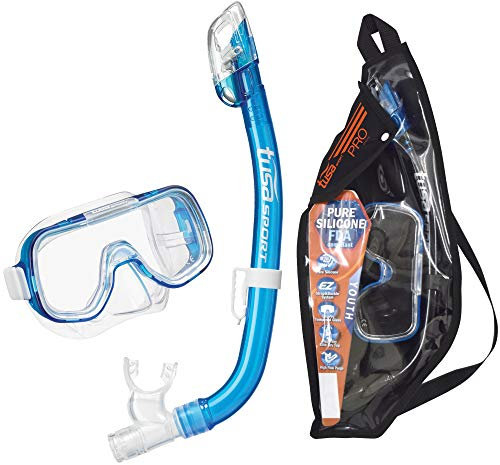 TUSA Sport Youth Mini-Kleio Maske und Trockenschnorchel-Kombination, transparent blau