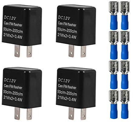 Gebildet 4Stücke Universal 12V 2Polig Blinkrelais, Auto Motorrad Elektronische LED Blinker Licht Relais, Relais mit Regler-Blinker Blinken, Geschwindigkeit Einstellbar (schwarz)