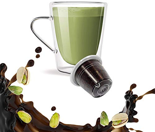 KICKKICK Pistacchio Capsule Compatibili con Nespresso (10PZ) Made in Italy Cialde di caffè Aromatizzato Solubile al Gusto di Pistacchio per Macchina da caffè Nespresso