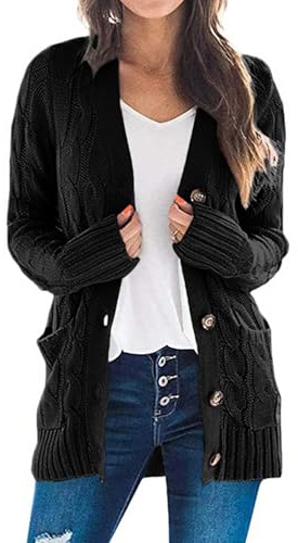 PRETTYGARDEN Women Chunky Cable Knit Cardigan Sweaters Fall Fashion Clothes