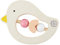 Bieco Vogel Beißring Baby aus Holz, 10 cm | Ab 0 Monate | Greifling Baby Holz mit Holzperlen Orange Rot | Beissring für Baby zum Zahnen | Baby Zahnungshilfe Holztiere | süßer Beißring Holz Perlen