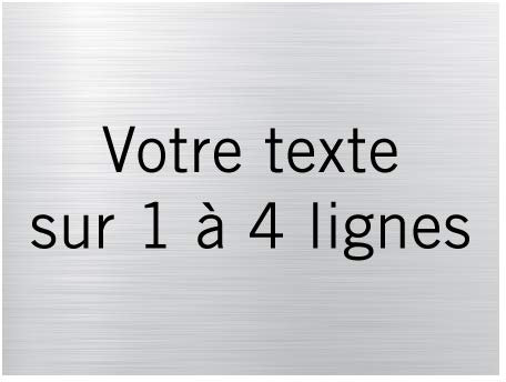 Plaque Gravée Avec Kit de Fixation Personnalisable - Texte de Votre Choix Entre 1 à 4 Lignes - 200 x 150 mm - Aluminium Brossé Avec Écriture Noir