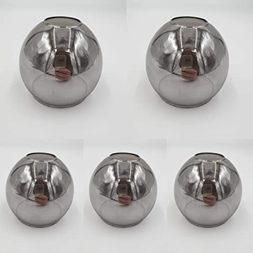 5 Stück Lampenschirm E14 LED geeignet Tischlampenschirm Rauchglas Ersatzglas smoke Lampenschirm Hängelampe Nachttischleuchte Deckenstrahler Lampenglas Lampenschirme aus Glas (5Stk. rauchfarbig)