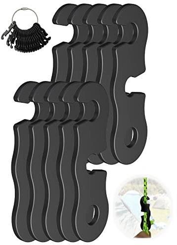 Seilspanner Aluminiumlegierung Camping Zelt Spannschnur Einsteller Camping von Ausrüstung für Camping, Wandern, Rucksackreisen, ultraleichte Zeltheringe, Abspannleinen (schwarz, 10 Stück)