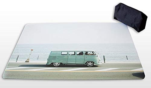 Schreibtischunterlagen Set VW Bus Bully am Meer 40 x 60 cm mit schwarzem Stiftemäppchen