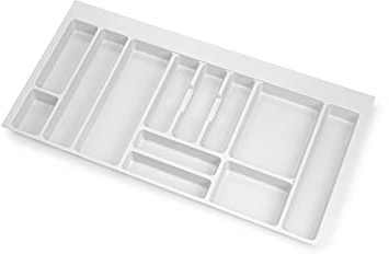 Emuca - Besteckfach für Küchenschublade Vertex/Concept 500, Modul 1.000 mm, Spanplatte 16mm, Kunststoff, Weiß