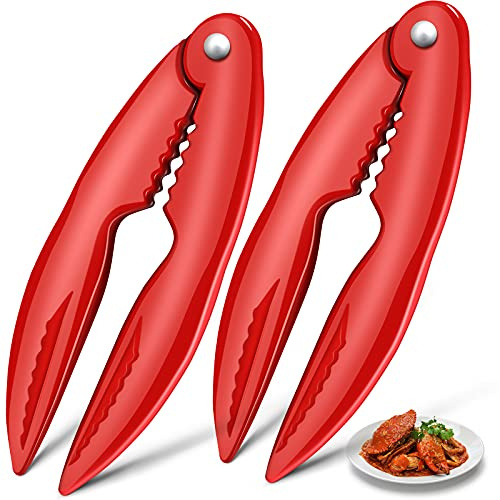 Patelai 2 Pack Lobster Cracker Crab Claw Opener Seafood Nutcracker Tool | Serrated Jaw for Lobster Tail Crab Legs Crawfish Claws, Commercial Grade Red Plastic 5.3 X 2 in, Seafood Boil Party Tool