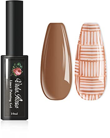 VidaRosa Gel Vernis à Ongles Stylo Vernis UV LED Peinture Gel Vernis Set pour 3D Nail Art DIY Nail Design Pull Line Pen Dessin d'Ongles, Vernis à Ongles pour Salon de Manucure, 10ML, Café Marron