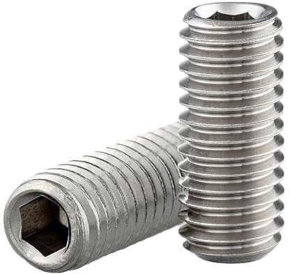 Vis sans tête avec bout conique et six pans creux (ISK) selon DIN 913 / ISO 4026, acier inoxydable A2 V2A, vis sans tête (10 pièces, M3 x 20 mm)