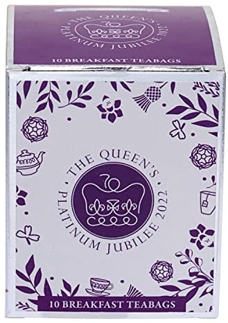 New English Teas Queen Jubilee Tea Carton 10 English Breakfast Teabags, Official Logo