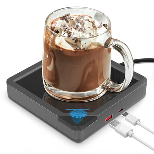 yolin - Calentador de tazas de café doble USB, calentador de tazas para escritorio de oficina, calentador de bebidas eléctrico con apagado automático después de 8 horas de función, plato calentador de