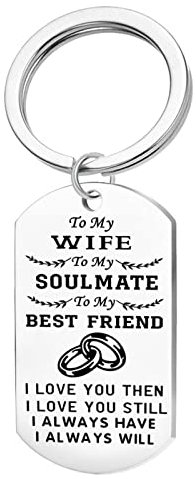 Wycian Schlüsselanhänger Silber mit Gravur, Gravur Schlüsselanhänger Gravur to My Wife Edelstahl für Frauen Männer Freundin