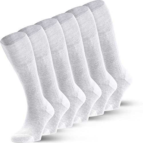 Leedya 6 Paia di Calze Lunghe Filo di Scozia Uomo 100% Made in Italy - Calzini Lunghi 100% Cotone Rimagliato a Mano con Tallone Rinforzato (39-42, 6 Paia Bianco)