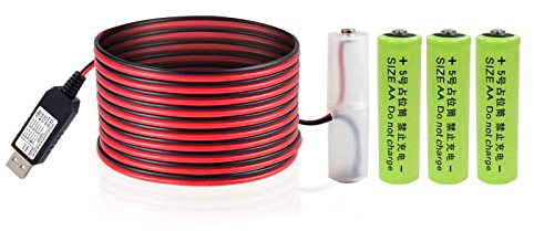 Battery Eliminator Replace Kit USB 5V to 1.5V 3V 4.5V 6V 9V Power Supply Converter 1 to 4pcs AA AAA Connect Cable 78INCH (4AA-6V)