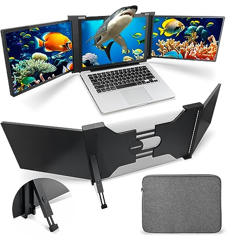 VORSPRUNG® 13 Triple Screen extender fits 11-17 Laptops, Dual 2X Monitor Display w/Sand Support & Folding Design, FHD 1080P IPS – Compatible with Windows, Notebook & Chrome Laptops (11.6)