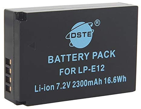 DSTE LP-E12 Rechargerable Li-ion Battery Compatible for Canon EOS M, EOS 100D, EOS Rebel SL1, EOS Kiss X7,EOS M100,EOS M200,EOS M200 Specs Digital Camera