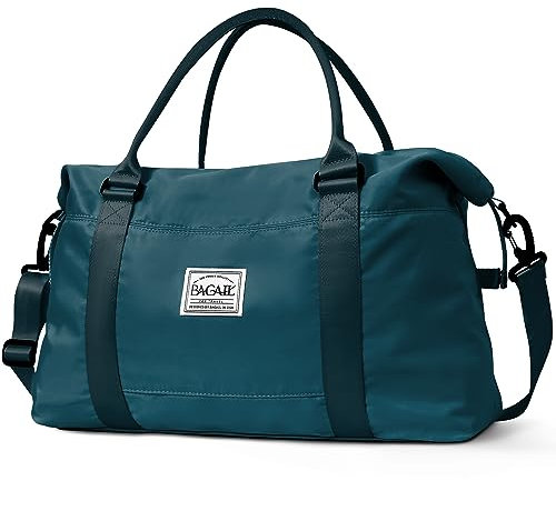BAGAIL Travel Duffel Bag, Weekender Bags, Overnight Gym Carry On Tote Bag with Wet Pocket, Hospital Mom Bag for Labor and Delivery - Peacock Blue