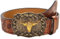 INOGIH Western Cowboy Leder mit Stier Muster Schnalle Gürtel Vintage Taillengürtel für Damen und Herren, Braun, 43''Length Suit for Waist 34''-39''
