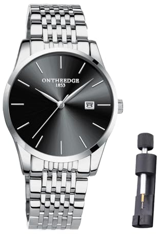 Raitown Herren Armbanduhr Edelstahl Wasserdicht Klassische Großes Zifferblatt Minimalistischer Uhr Man Analog Quarz Männer Uhren schwarz