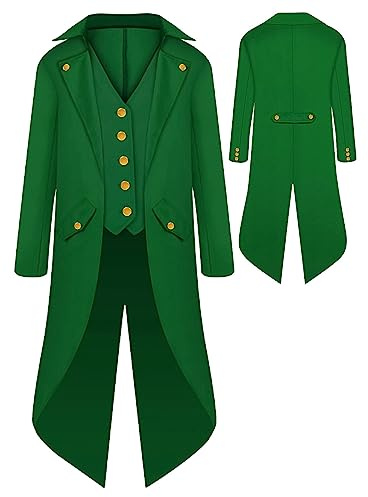 SEAUR Barn, pojkar, medeltida, gotisk kappa, svart, steampunk, frack, jacka, cosplay, karneval, halloween, kostym för barn 125–165