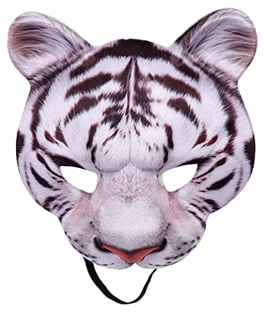 JIAHG Halloween Tiger Halbmaske Rollenspiel Maskerade Party Realistische Maske Halloween Tier Maske Cosplay Kostüm Requisite für Geburtstagsfeiern, Kostümpartys