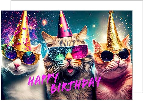Edition Seidel Premium XXL Maxi Glückwunschkarte zum Geburtstag mit Umschlag Format DIN A4. Geburtstagskarte Grußkarte Karte Katzen Party Sprüche (A4-G3504)