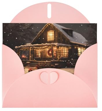 Pink Farmhouse Weihnachtskarte mit hochwertigem Perlpapier, 10,2 x 15,2 cm, für Geburtstagskarte, Party-Einladungskarte