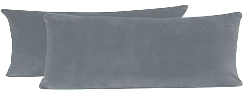 one-home 2er Pack Kissenbezug Kissenhülle Kopfkissenbezug Teddy Plüsch Uni Winter kuschelig flauschig warm weich Seitenschläferkissen Bezug, Größe: 40x145 cm, Farbe: anthrazit