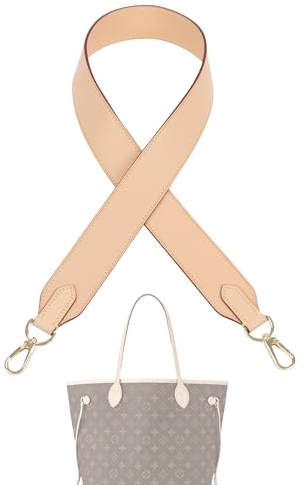 DGAZ Leder Schulterriemen 110cm, Ersatzriemen für Neverfull, ideal für Schultertaschen/EIN-Schulter-Tragen, Handgefertigt, mit O-Ringen und Geschenkbox (4cm Breit, Beige)