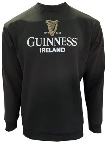 Guinness Traditional Craft Irlande Sweat-Shirt avec Harpe Dorée, Noir, L