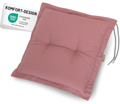 Herlag Hockerauflage AVA 50x50x9cm | Extra Dicke Sitzauflage 9 cm für Fußhocker | Gartenstuhlauflage mit Deluxe-Komfort | Öko Tex 100 | 1 Polster | Rosé
