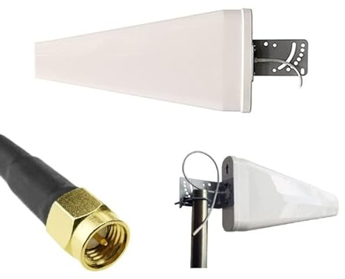 UniteCom 4G 5G High Gain Directional LPDA Yagi Antenna 11dBi 10 Meter LMR195 Cable 50 Ohm 600MHz-6GHz IP67 Indoor/Outdoor Waterproof LTE Aerial Three 02 Vodafone EE (Single Antenna - 10M Cable)