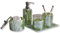 Set di 5 accessori per il bagno mosaico fatti a mano con spazzolino da denti, cotton fioc, supporto per dischetti di cotone, dispenser di sapone liquido e un vassoio gran