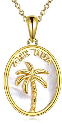 VONALA Palme 925 Sterling Silber Halskette Gold überzogene Mutter der Perle Shell Anhänger Kokosbaum Hawaii Strand Schmuck Geschenke für Frauen Geburtstag