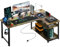 COMHOMA L Shaped Gaming Desk 130x80CM with Power Outlets Corner Computer Desk with Shelves Headphone Hook PC Table Workstation for Home Office Bedroom (Brown, 130CM)