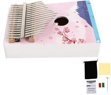 VICASKY Mini-musikinstrument Kalimba mit 17 Tönen Orientalische Kirschfarbe für Familie Freunde und Entspannung