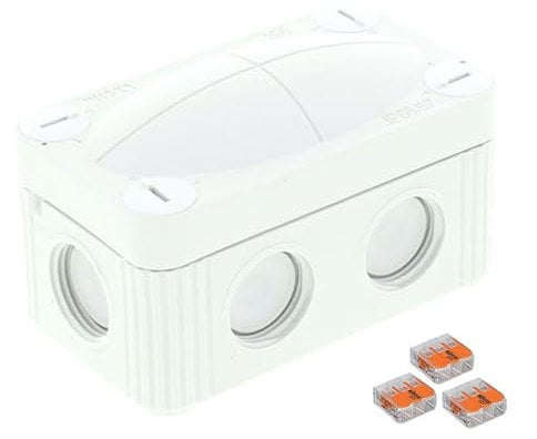 Wiska 10109902 COMBI 206 WH 3xWAGO 221-413 Junction Box, 85x49x51mm, White, 3 x Wago 221