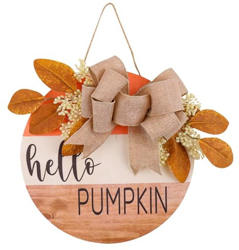 Siuwddee Panneau de porte « Welcome » en bois pour décoration d'automne | Panneau rond en bois pour cour, mur, porche, maison