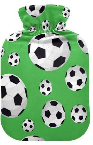 Hot Water Bottle with Cover, Sport Football 2L Leakproof Hot Water Bag for Hand Feet Warmer, Neck, Shoulder, Back, Muscle Pain Relief, Cold Compress