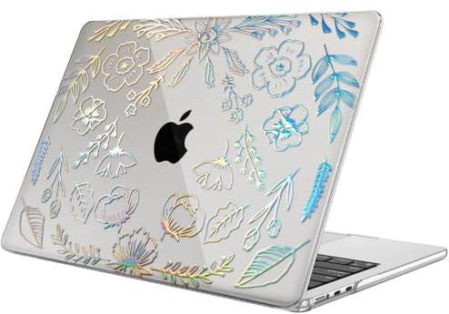 Fintie Hülle Kompatibel mit MacBook Air 13.6 Zoll M4 M3 M2 (2025-2022) A3240 A3113 A2681, Ultradünne Hartschale Schutzhülle Snap Case Kompatibel mit MacBook Air 13.6 Zoll, (Garten(Klar))