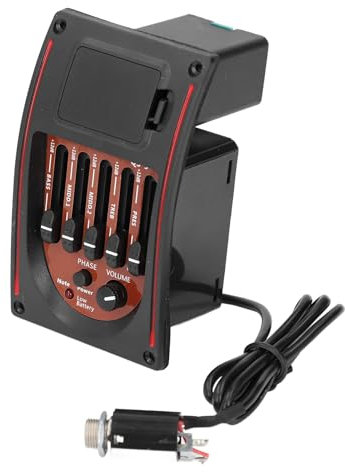 DOACT Micro de Guitare Acoustique, égaliseur Acoustique 5 Bandes EQ Tuner Amp Piezo Pickup Micros de Guitare électrique Préampli de Guitare pré-câblé pour Guitare Acoustique