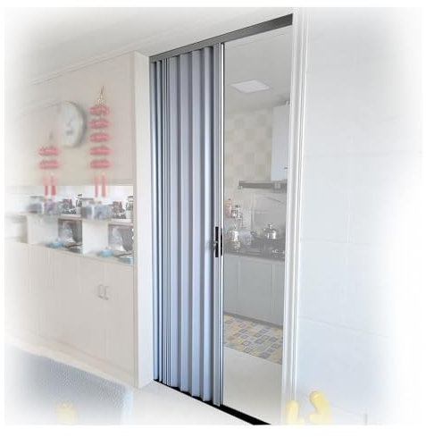 Porte coulissante coulissante universelle en accordéon en aluminium pour cuisine/chambre/buanderie 215 x 220 cm de haut avec serrure