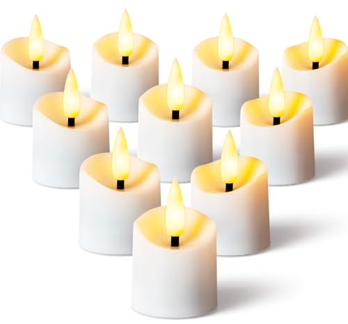 Homemory 12 Stück Timer flammenlose LED Teelichter,realistische 3D flackernde flammenlose Kerzen,batteriebetriebene Teelichter,für Thanksgiving Day, Weihnachten,Dekoration