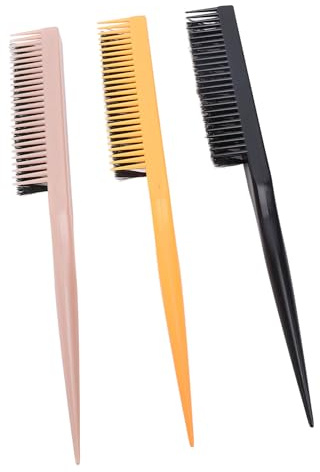 Ensemble de Brosses à Queue de Rat de 3 PCS, Pinceau Taquin en Nylon avec Poignée de Queue de Rat 3 Lignes Taquines de Brosse à Cheveux pour Coiffure, Ajouter le Volume