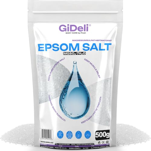 GiDeli Epsom sale da bagno Sale di Epsom Solfato di magnesio puro eptahidrato, qualità farmaceutica (500 g)